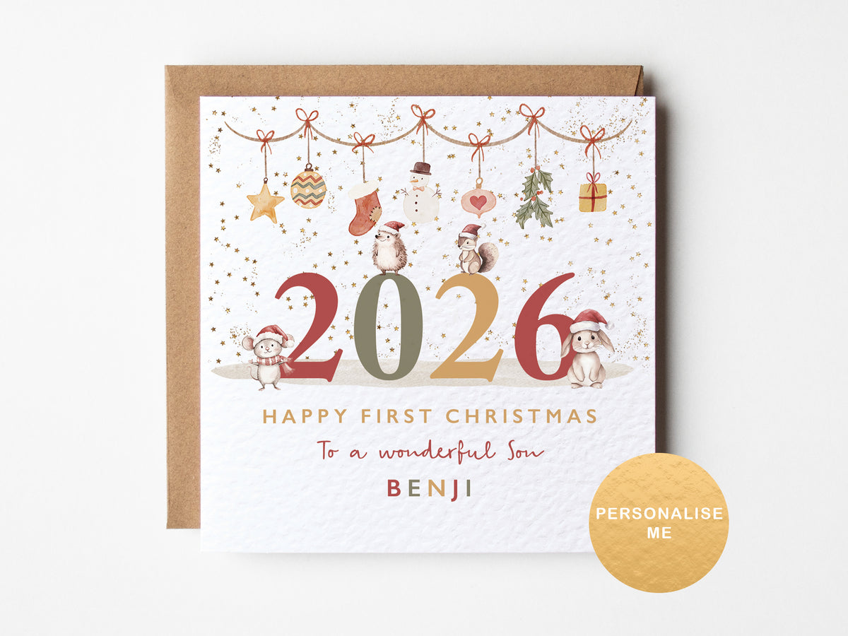 Personalised 'Happy first Christmas' card