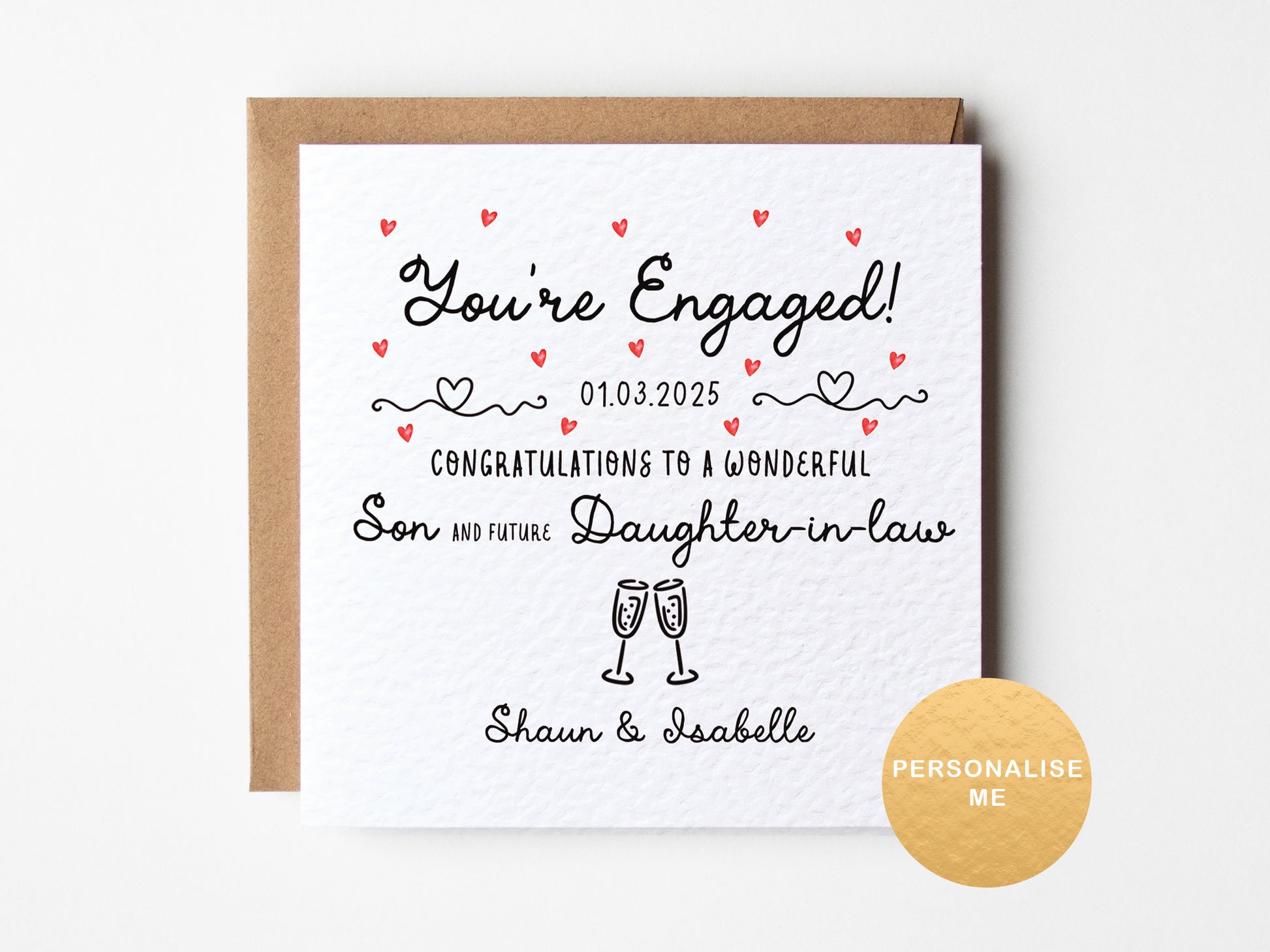 Personalised engagement card for son and future daughter in law, engagement gift for son, congratulations on your engagement