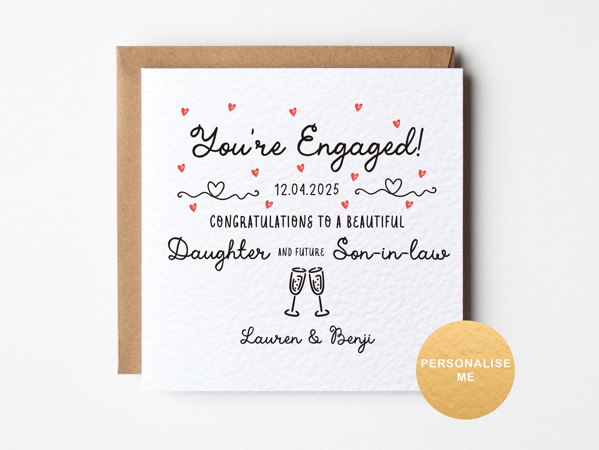 Personalised engagement card for daughter and future son in law, engagement gift for daughter, congratulations on your engagement