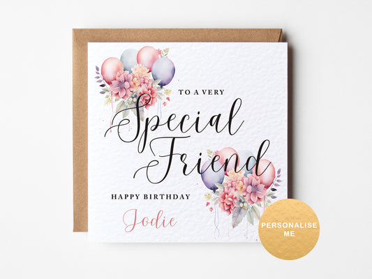 Personalised birthday card for a special friend, best friend birthday gift, birthday card for friend