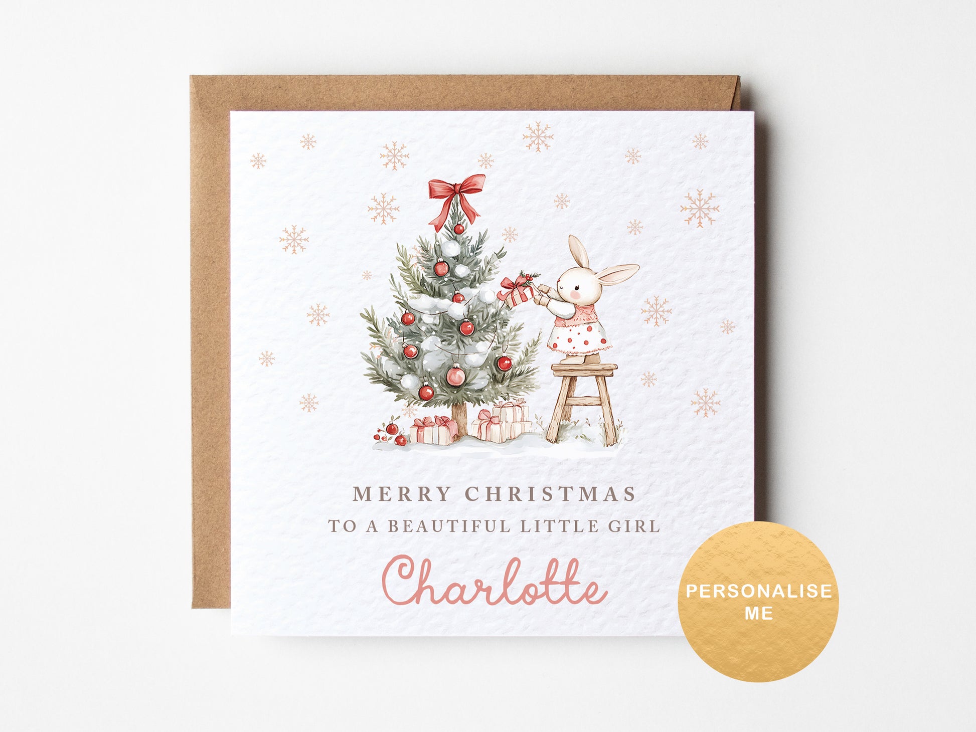 Personalised Christmas card for a special little girl, Christmas card for granddaughter, for niece, for daughter, for goddaughter