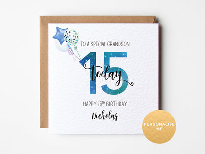 15th birthday card for him