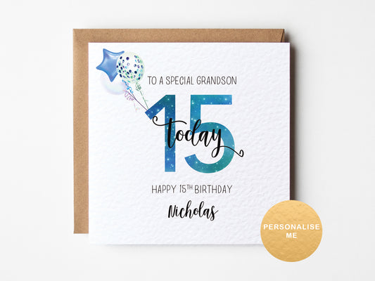 15th birthday card for him