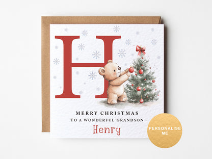 Grandson Christmas card, Personalised Christmas card for nephew, Christmas gift for son, for great grandson, for godson, special xmas card