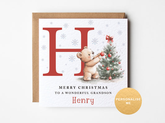Grandson Christmas card, Personalised Christmas card for nephew, Christmas gift for son, for great grandson, for godson, special xmas card