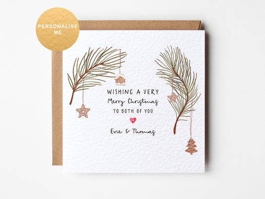 Merry Christmas to both of you card, personalised Christmas card for couples, Christmas gift for mr and mrs, Special couple Christmas card