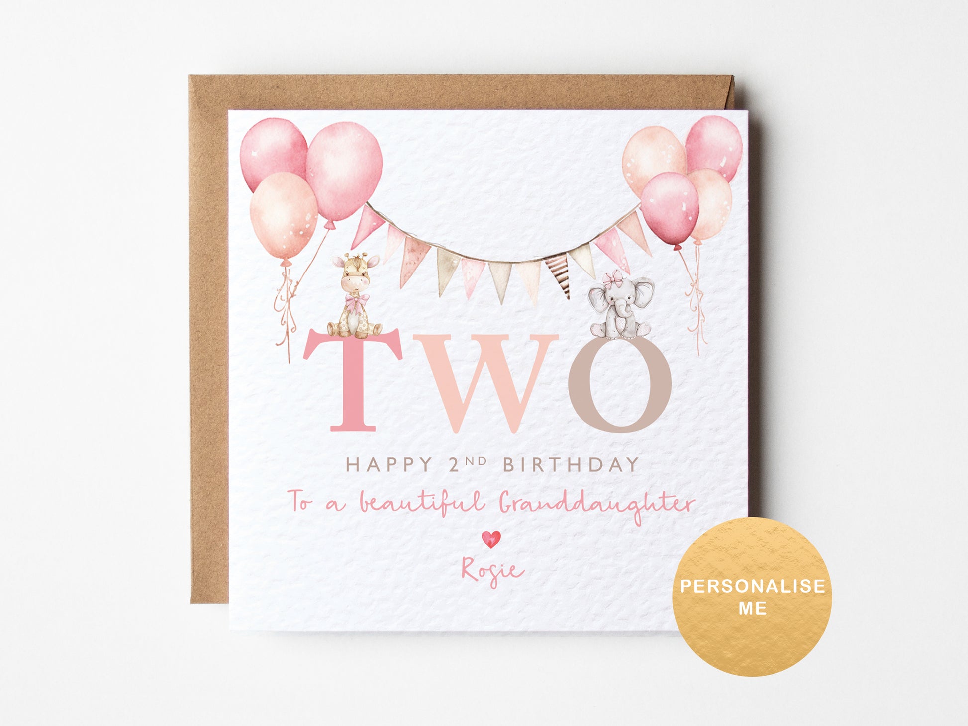 Birthday card with balloons and text on a white background