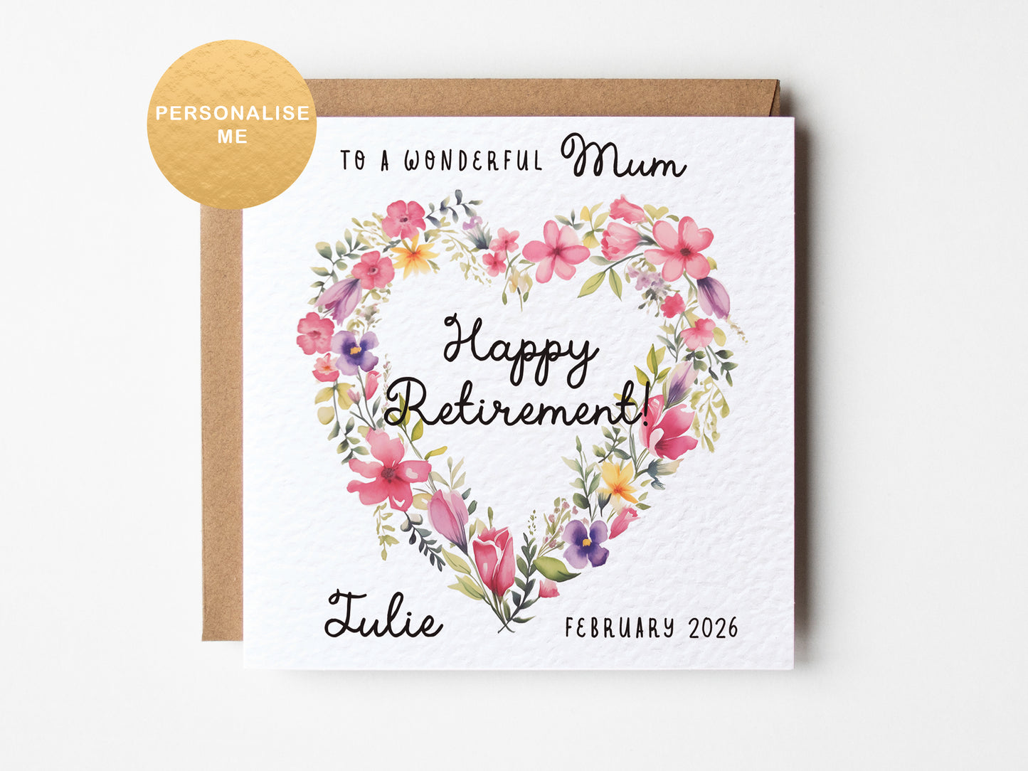 Personalised retirement card for colleague, retirement gift for mum, happy retirement card for friend, for auntie, for sister, for her