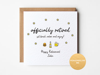 Personalised male retirement card, retirement gift for dad, happy retirement card for colleague, for him, for brother, for uncle, for men