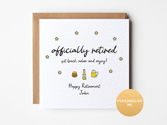 Personalised male retirement card, retirement gift for dad, happy retirement card for colleague, for him, for brother, for uncle, for men