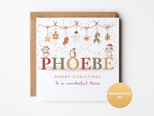Personalised Christmas card for niece, for grandson, for granddaughter, Children's Christmas gift, for daughter, for son, for nephew
