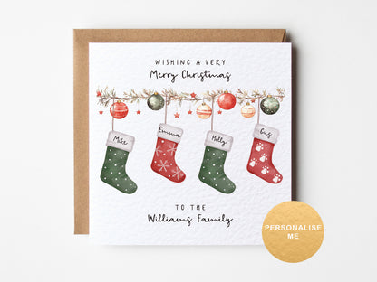 Personalised family Christmas card for special friends and family