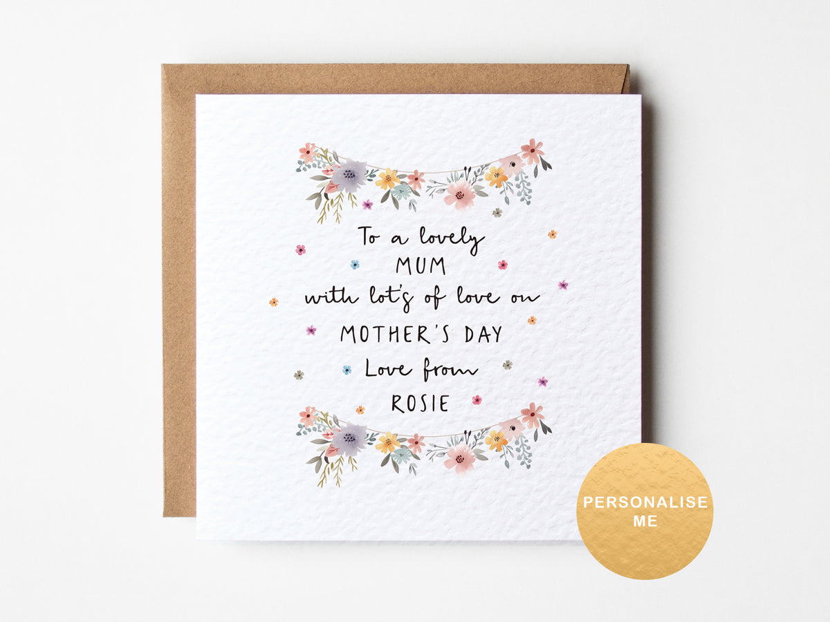 Personalised floral Mother's Day card
