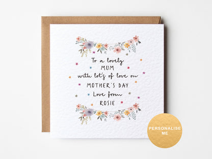 Personalised floral Mother's Day card