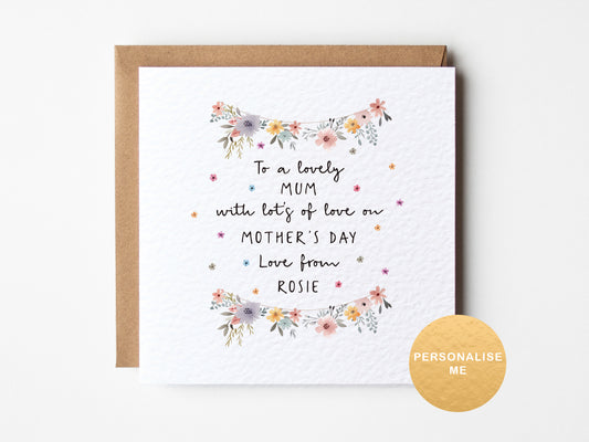 Personalised floral Mother's Day card