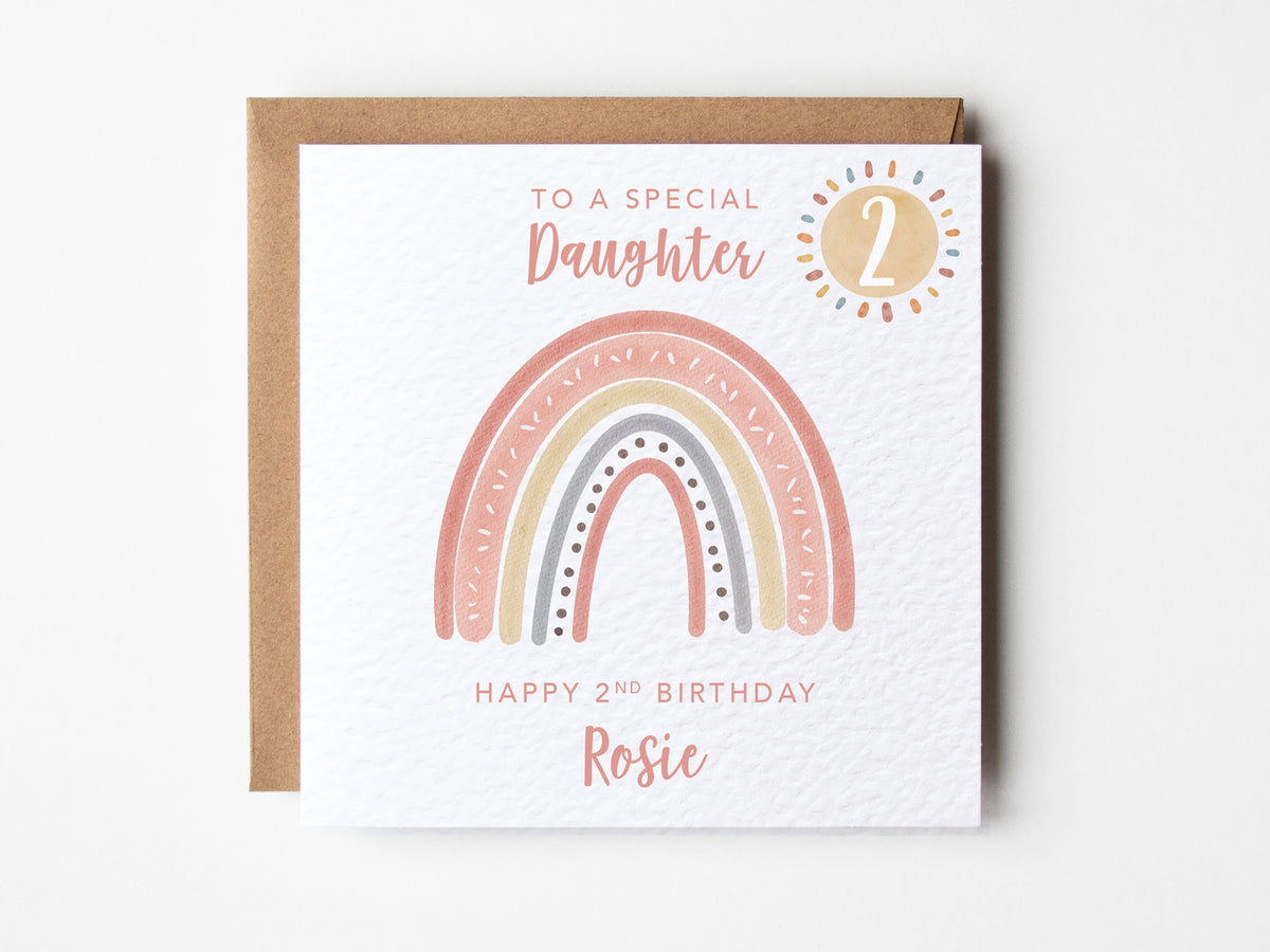 Rainbow 1st birthday card - daughter, granddaughter, niece, goddaughter
