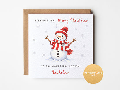 Personalised football lovers Christmas card perfect for a son, grandson, nephew
