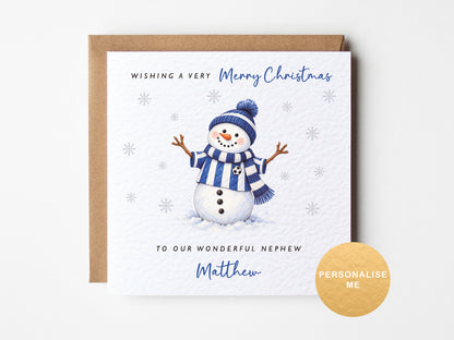 Personalised football lovers Christmas card perfect for a nephew, brother, godson