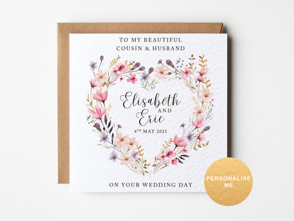 Personalised wedding card for friend, sister, brother, cousin