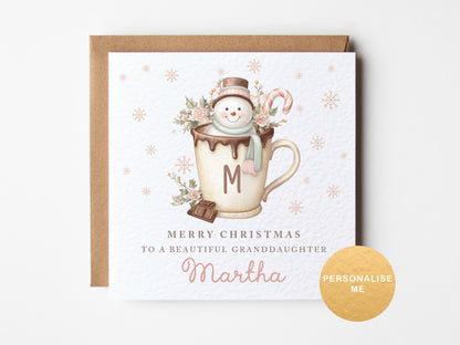 Teenage girl personalised hot chocolate Christmas card - Daughter, granddaughter, niece, goddaughter