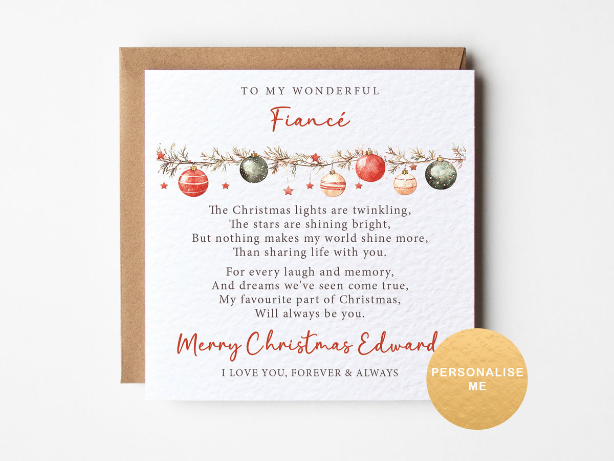 Personalised Christmas card for a special husband/ fiancé/ boyfriend