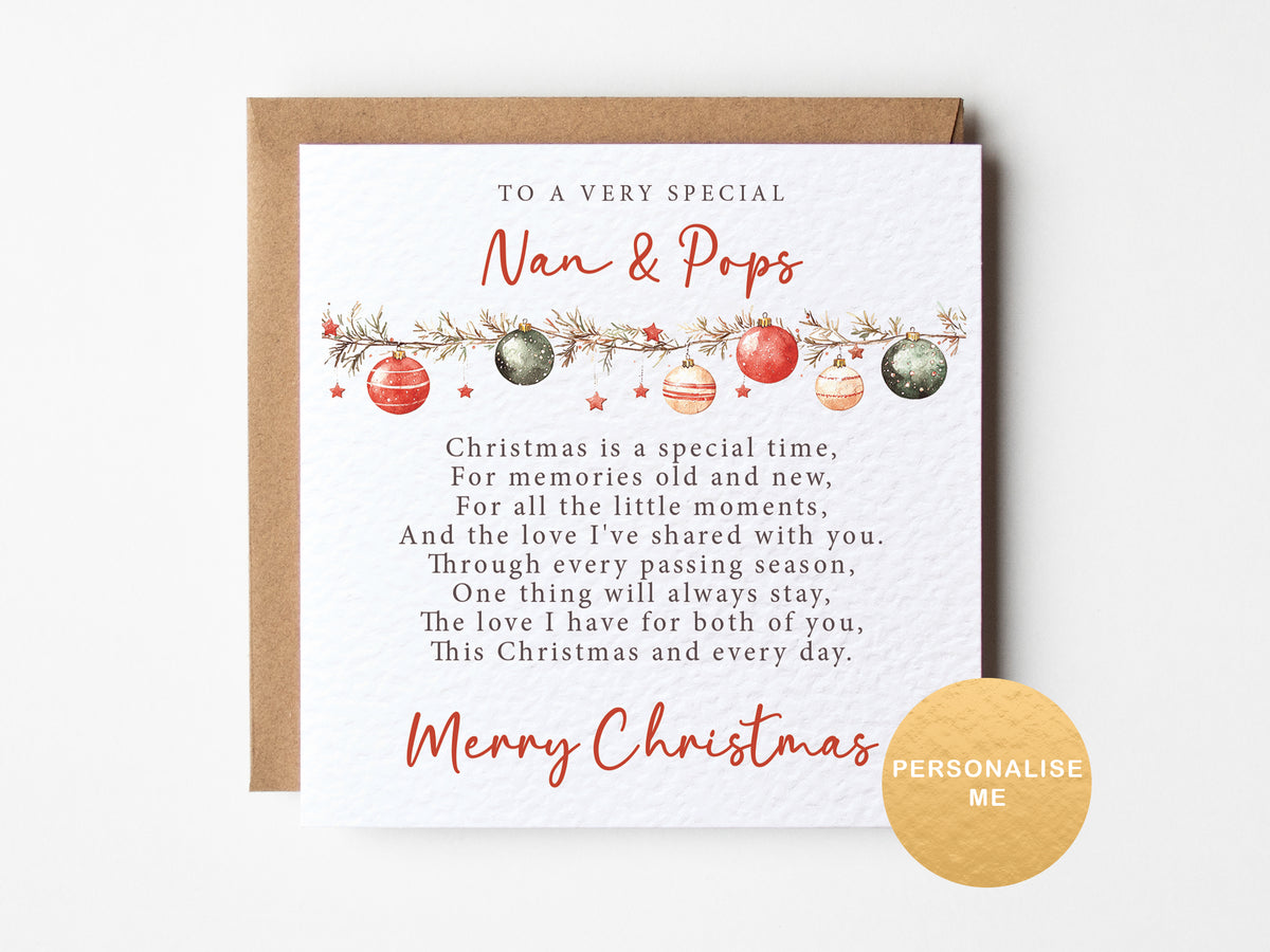 Christmas card for special grandparents