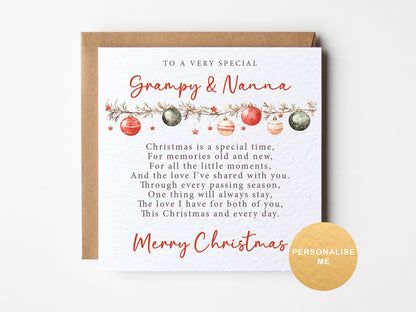 Christmas card for special grandparents
