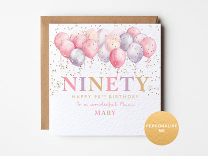 Personalised 90th birthday card