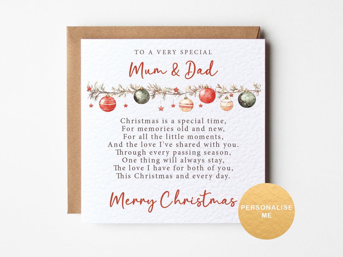Christmas card for special parents