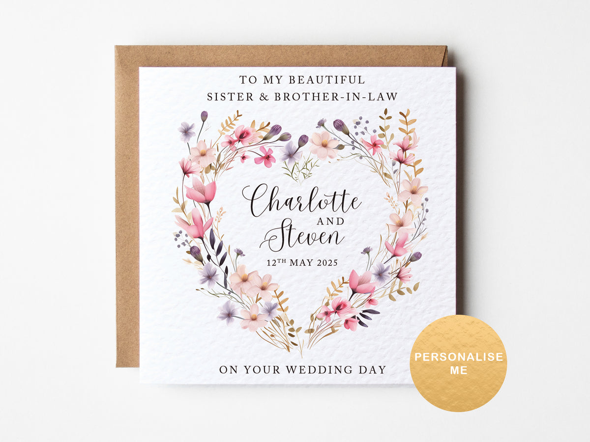 Personalised wedding card for friend, sister, brother, cousin
